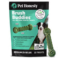 Pet Honesty Brush Buddies All Natural Dog Dental Treats for Dogs – Long Lasting Dental Sticks for Dogs, Teeth Cleaner, Breath Freshener, Plaque & Tartar Remover – Medium Sized Dogs (15 Count)