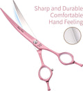 Curved Dog Grooming Scissors with Pink Color Coating 440C Stainless Steel Pet Grooming Bending Shears Sharp and Durable 