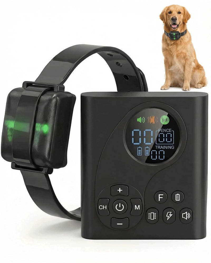LUCKFOX Electric Fence for Dogs, Wireless Dog Fence Training Collar, Adjustable IPX7 Waterproof Pet Containment System, Covers Over 31 Acres, Beep Vibration Shock, for Backyard Outdoor Use