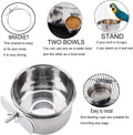 PINVNBY Parrot Feeding Cups Birds Food Dish Stainless Steel Parrot Feeders Water Cage Bowls with Clamp Holder for Cockat