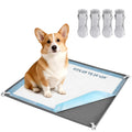 Pee Pad Holder for Dogs 24" x 24", Silicone Potty Tray with 4 Holder Clamps, High Edge No-Spill Dog Training Mat, Non-Slip Puppy Pad Tray Floor Protection for Indoor Use - Gray