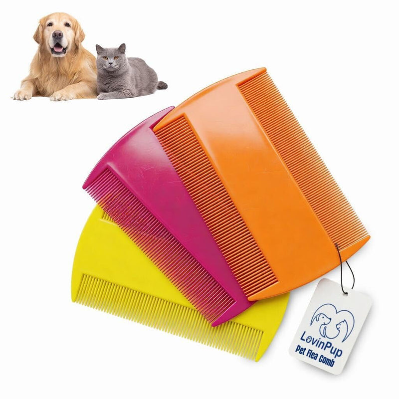 LovinPup Pet Flea Comb for Dogs & Cats (3-Pack) – Fleas, Loose Fur & Tick Removal Tool for Cats & Dogs – Gentle & Durable Fine-Tooth Pet Hair Comb for Comfortable, Clean Coat Care