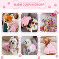 Dog Dresses, Fashion Pet Dog Clothes, Striped Mesh Puppy Dogs Princess Dresses (Pink, Medium)