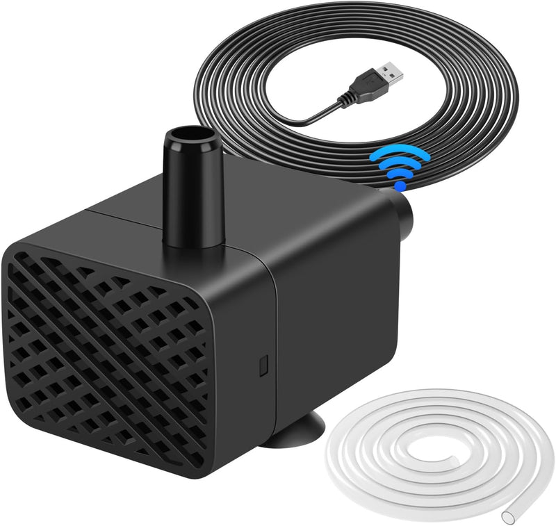 Mini Submersible Pump, Small Fountain Pump with & Sensor (DC 5V USB) for Fish Tank, Pet Fountains, Water feature, Tablet