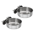 DVHEY 2 Pcs Small Bird Feeding Dish Cups,Parrot Food Bowl Cage with Clamp Holder Stainless Steel,Birdcage Coop Water Feeder for Cockatiel Parakeet Macaw Finches Lovebirds Small Animals (2 Pack, Small)