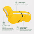 Stretch Fabric Dog Raincoat with Hood, Reflective Rain Poncho for Medium Large Dogs, Adjustable Waterproof Dog Rain Jack