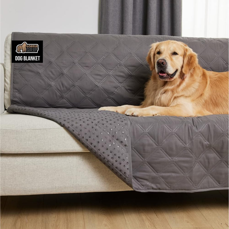 GORILLA GRIP® Waterproof Dog Blanket, Leakproof Couch Cover for Dogs, Silicone Grip Backing, Protects Sofa, Sectional, Bed, Crate, Car & RV, Tear-Resistant Washable Senior Pet Blanket, 30x70 Charcoal