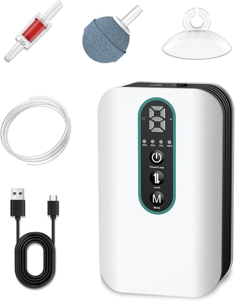 Pawfly USB Rechargeable Bait Aerator for Fishing, Portable Oxygen Pump for 5 to 100 Gallon Buckets, Livewells and Minnow
