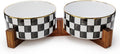 Ceramic Checkered Dog Bowls for Medium Dogs