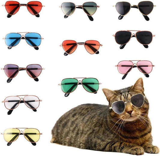 Vctitil 11 Pcs Dog Cat Sunglasses Reflection Pet Glasses Photo Props Eyewear Multicolor Cosplay Glasses Dolls Sunglasses