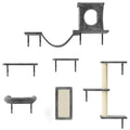 NUNU LAB Cat Wall Shelves, 6 Pcs Luxury Wall-Mounted Cat Climber Set, Indoor Cat Furniture with 1 Condos House, 2 Cat Wall Shelves, 1 Scratching, 1 Bridge Ladder, 1 Scratching Pad, Dark Gray