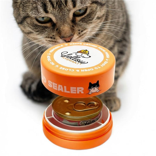 Yellow Hydrant Canned Cat Food Storage Container Patent Pending Reusable Airtight Can Cover Pet Food Sealer - Keeps Cat Food Container Sealed and Fresh in the Fridge, Eliminates Odor (1 pack)