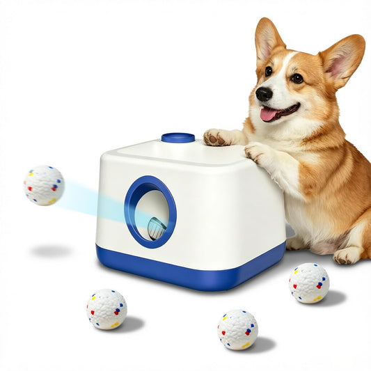Zensun Automatic Dog Ball Launcher with 3 ETPU Balls, Upgrade Auto/Manual Ball Thrower for Dogs, Adjustable Distance 20-45ft, USB Rechargeable, Interactive Dog Toy for Indoor/Outdoor Play