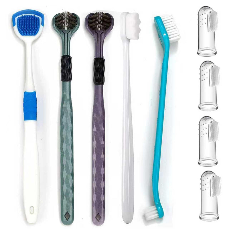 uyiixoxo Dog Toothbrush Kit, 360-Degree Finger Three-Sided Design, Non Slip Dual Head Dog Toothbrush, Easy Teeth Cleaning and Dental Care (9 Pack)