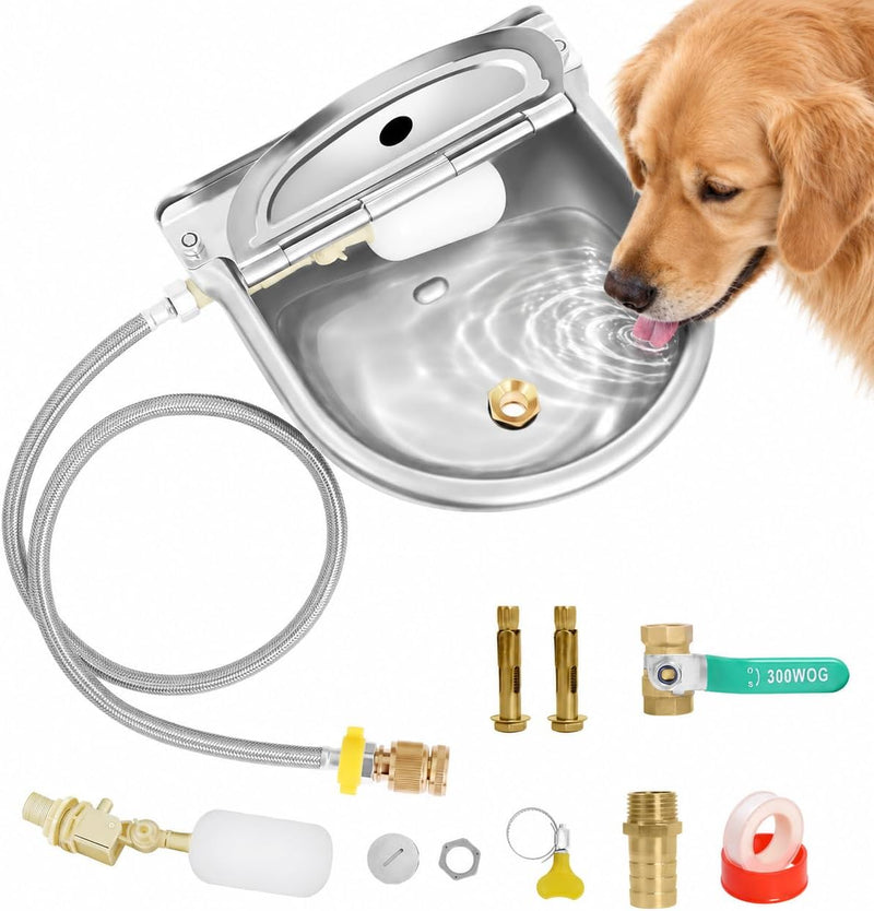 Automatic Livestock Water Bowl with Float Valves, Animal Waterer Bowl Kit