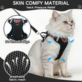 Cat Harness and Leash Set with Holder Compatible with AirTag, Upgraded Escape Proof Adjustable Vest Lead for Large Cat Small Dog Walking, Soft Breathable Mesh Jacket with Reflective Strips, Black, L