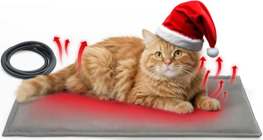Cat Heating Pad for Bed Wamming: Electric 21.65"x13.77" Heated Cozy Mat with Removable Washable Cover Indoor Pet House P