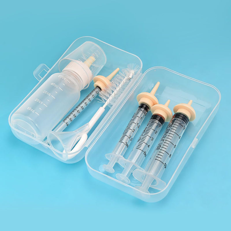 OGNWFUNK Pet Nursing Kit – Kitten Bottle Feeding Set with Nipples, Syringes, and Formula Dispenser for Newborn Puppies, Kittens, Baby Squirrels, and Other Small Animals