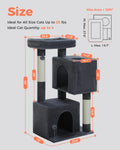 XL Cat Tree 44" Cat Tower for Large Cats 20 lbs, 2 Spacious Caves