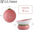 Yeexoxow Ceramic Raised Cat Bowl - Pink Elevated Food Bowl for Indoor Cats, Anti-Vomiting & Spine Protection, Cute Tilted Dish for Flat-Faced Cats and Kittens (Strawberry Shaped)