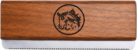 I.N Premium Original Deshedding Grooming Tools for Horse, Cats & Dogs Easy Ergonomic Wooden Handle Professional Brush Grooming Tool, Remove painlessly 95 Percent of Lose Hair Fur & Dirt (5 inch)