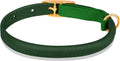 OOPSDOGGY Rolled Leather Cat Collar with Bell - Reflective Kitten Collar with Safety Elastic Strap - Adjustable Small Pet Collars for Boy Girl Cats (Green)