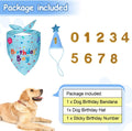 Yicostar Dog Birthday Party Supplies, Dog Birthday Bandana Set, Dog Boy Girl Birthday Party Hat with Numbers for Large Medium Small Dogs Pet (Blue)