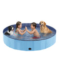 Eooqi Foldable Dog Pool for Large Dogs & Kids, 71" Hard-Side Collapsible Kiddie Pool, Heavy Duty Leakproof PVC Pet Swimming Pool with Non-Slip Bottom & Drain, Indoor Outdoor Use, Blue