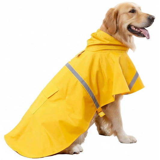 HAPEE Dog Raincoats with Reflective Strip Hoodie,Poncho Jacket for Large Dogs fit Golden Retriever Doodle (A1-Yellow, 24B (65-80 lbs))