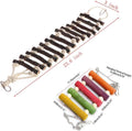 PINVNBY Bird Parakeet Toys, Bird Rope Ladder Swing Hammock Toys, Made of Natural Wood and Rope, Parakeet Cage Accessories for Parrot Budgie Conure Cockatiel (2 PCS)
