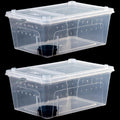 Critter Keeper 2-Pack, Cricket Cage & Reptile Feeding Box 12.59"x8.66"x5.9" Transparent Portable Plastic Snake Habitat E
