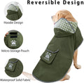 MAMORE Dog Raincoat Reversible,Waterproof Dog Rain Coat Hooded Slicker Poncho with Reflective Strip, Plaid Double Layer 