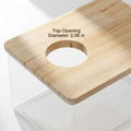 QWORK Hamster Sand Bath Box – Clear Acrylic Habitat Bath with Wooden Lid for Dwarf Hamsters, Digging & Grooming