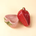 2 Packs Strawberry Ceramic Hamtser Food Bowls Wet&Dry Use(Pink+Red)