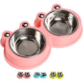 Skrtuan Stainless Steel Pet Bowls, Double Food & Water Bowls for Dogs, Cats & Rabbit, Non-Slip Pet Feeder with Cute Modeling, BPA Free, Dishwasher Safe