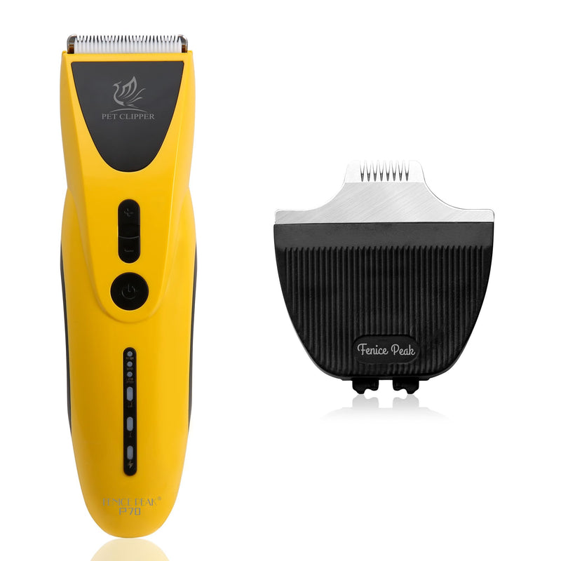 FENICE PEAK Quiet Cat Grooming Clippers, 2-in-1 Cat Hair Trimmer with Replaceable 420J2 Stainless Steel Blade, 7-Hour Runtime, 3 Speeds, Cordless for Paw, Butt, Back, Ear & Face, Yellow