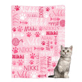 Personalized Pet Name Blanket Custom Cats Blanket,Cats Gift for Cats Lovers Mom Dad Cute Pink Cats Paw Soft Flannel Throw Blanket XS 40"X30" Pets