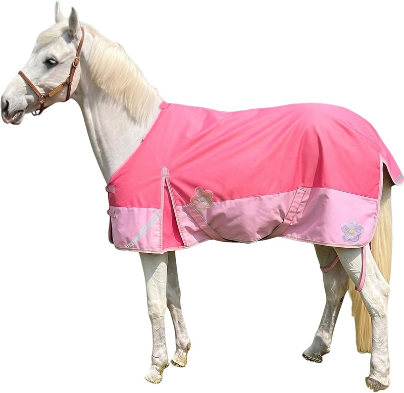 1200D 30-60°F Fall Turnout RAIN Sheet,No‑Fill,Reflective Tape,Pink