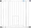 Carlson 29–36.5” Extra Wide Dog Gate with Small Pet Door, Walk-Through Pressure Mounted Metal Indoor Pet Safety Gate, Te