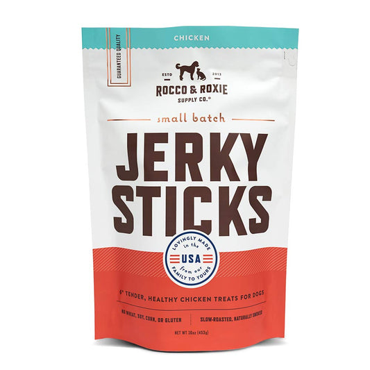 Rocco & Roxie Chicken Jerky Dog Treats, Soft Training Snacks Made in USA | High Value Training Treats for Dogs, Small & Large Breeds, Seniors & Puppies, Natural Jerky Chews for Rewarding Good Behavior