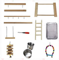 Hamiledyi Bird Playground Parrot Play Stand Parakeet Playground Play Gym with Feeder Cups,Swings, Ladder and Tray, Natural Wood Bird Perch Stand Outside Cage fo