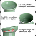 YauYik Raised Cat Bowl, Elevated Cat Food Bowls with Tilted Angle, Stress Free, Anti Vomiting, Ceramic Water Bowl for Ca