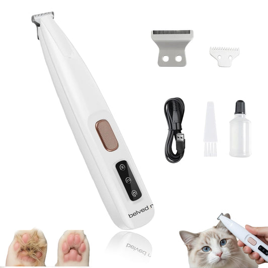Belvedir Pet Micro Precision Trimmer - Upgraded 0.71in Blade Dog Hair Trimmer for Grooming Paws Eyes Ears Butt, 50dB Quiet Cordless Shaver, 90 Min Runtime Cat Shaver Grooming Kit