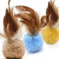 AZOFFYIU Cat Toys for Indoor Toys,Rainbow Cat Wand Toys,Feather Flips Plush Ball Cat Toys,Interactive Feather Toy for Teaser Play and Chase Exercise with Kitten 6 Pack