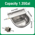 Automatic Horse Waterer Large Livestock Water Bowl 1.35Gal Stainless Steel Trough for Cattle Cow Pig Sheep Pet Dog