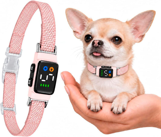 Teacup Bark Collar for Small Dogs 2-15lbs - No Shock Humane Anti Barking Collar with Vibration & Beep - Ultra Light Tiny
