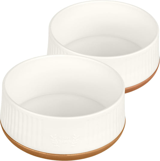 Harry Barker Small Modern Dog Bowls, 2-Pack Eco-Friendly Plastic Pet Food & Water Bowls, Non-Slip Base, Dishwasher Safe,