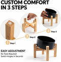 hjn Elevated Ceramic Dog Bowl 15°Slanted Raised Dog Bowl with Bamboo Stand for Small Medium Dogs and Cats, Pet Feeder -7