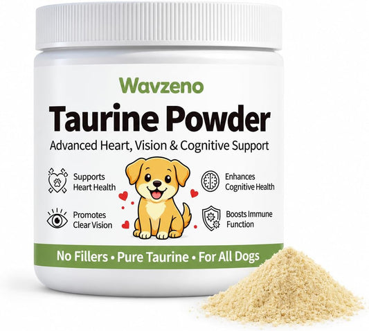 Wayzeno Pure Taurine Powder for Dogs, Taurine Supplement with DHA, Vitamins & Minerals, Daily Heart, Vision, Cognitive &