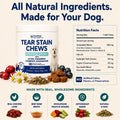 Tear Stain Chews for Dogs – Natural Tear Stain Remover & Eye Health Supplement with Cranberry, Lutein & Eyebright – Redu